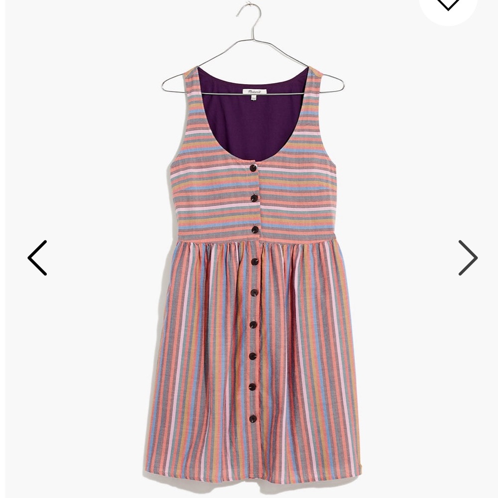 Madewell Scoopneck Tank Dress in Rainbow Stripe